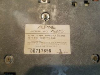 Alpine 7205 Car Radio Tuner/Cassette Tape Player W/Box 20 Watts per 4 Channel 6