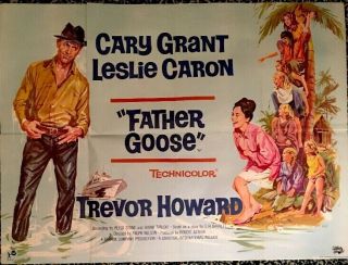 Father Goose Vintage Film Poster Uk Quad Cary Grant Movie 30x40”