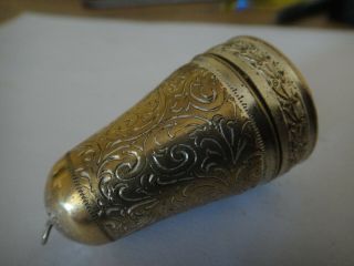 Vintage Silver Plate Thimble Holder Sewing Case Box Possible Chatelaine Item A/S 2