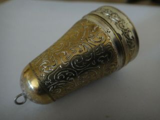Vintage Silver Plate Thimble Holder Sewing Case Box Possible Chatelaine Item A/S 3