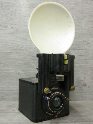 Vintage 1940s Kodak Brownie Six - 20 Film Camera W Flash Attachment Parts Repair