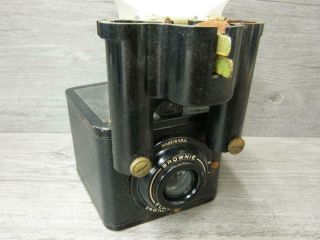 Vintage 1940s Kodak Brownie Six - 20 Film Camera w Flash Attachment Parts Repair 2