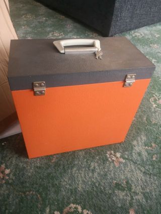 Vintage Retro Record Box Vinyl Orange/Gray 12 