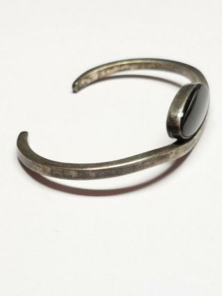 Vintage Sterling Silver Onyx Modernist Cuff Bracelet 6.  25 