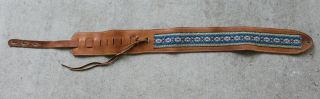 Vintage Leather Guitar Bass Strap Hippie Psychedelic Ace Aztec Embroidered 43 "