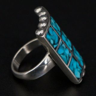 VTG Sterling Silver - NAVAJO Crushed Turquoise Inlay Statement Ring Size 8 - 16g 2