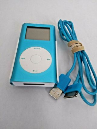 Vintage Apple Ipod Mini Turquoise 4gb Mp3 Player Audio Music Games