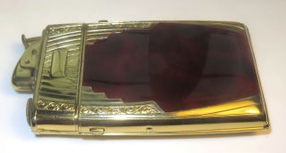 Vintage Estate Evans Art Deco Gold Tortoiseshell Cigarette Case Spitfire Lighter 3