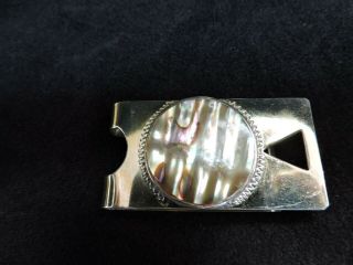 Vintage Taxco Mexico 925 Sterling Silver & Abalone Money Clip