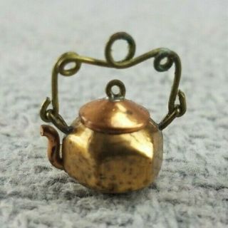 Vintage Miniature Folk Art Teapot Charm Fob Made From Wheat Cent Penny Coin