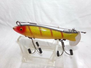Vintage Heddon Dowagiac Spook Fishing Lure Gold Eye Perch