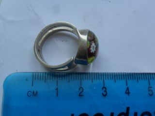 Vintage silver jewellery hallmarked caithness glass millefiori paperweight ring 3