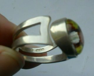 Vintage silver jewellery hallmarked caithness glass millefiori paperweight ring 5