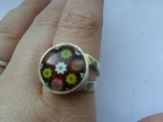 Vintage silver jewellery hallmarked caithness glass millefiori paperweight ring 6