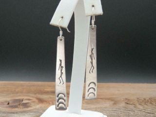 Vintage Native American Hopi Sterling Silver Kachina Dangle Earrings 5