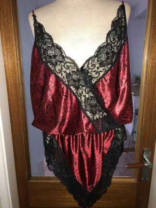 Vintage Ann Summers Shiny Satin All In One Teddy Body Lingerie Bust 46ins