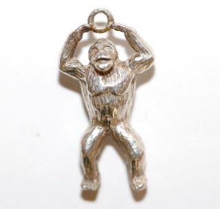 King Kong / Gorilla Ape Sterling Silver Vintage Bracelet Charm,  C 1960 