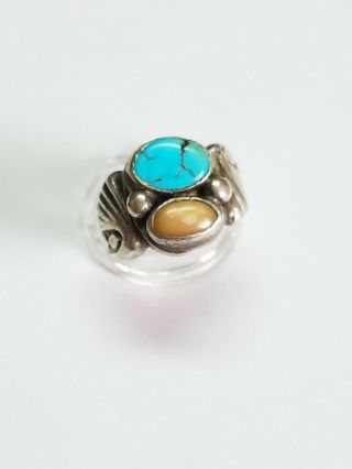 Vintage Native American 11.  3g Sterling Silver Turquoise Ring sz 9.  5 2