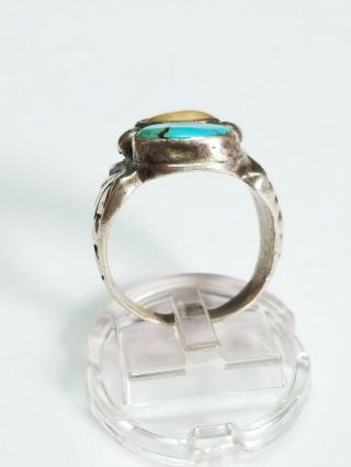 Vintage Native American 11.  3g Sterling Silver Turquoise Ring sz 9.  5 5