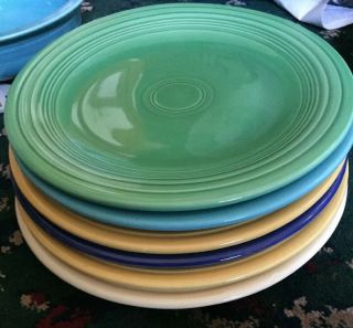 Set Of 6 Vintage Homer Laughlin Fiestaware Dinner Plates Dark Blue,  Green Etc.