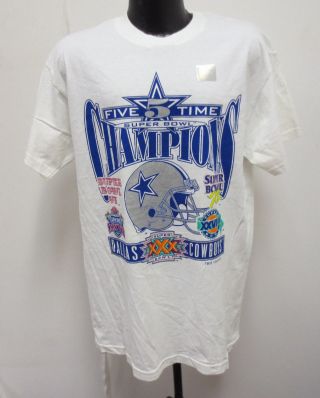 Dallas Cowboys Vintage 5x Bowl Champions Large Vtg Retro Shirt Nfl Mens