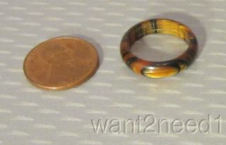 60s Old Stock Vtg Auth Lea Stein Band Ring Sz 5 Tiger Eye Cellulose Plastic