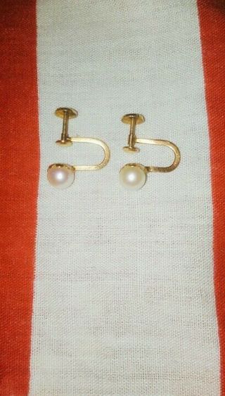 14k Solid Rose Gold 100 All Natural Vintage Australian " A " Pearl Earrings