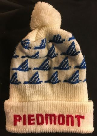 Piedmont Airlines Toboggan Winter Knit Hat Vintage 1980 