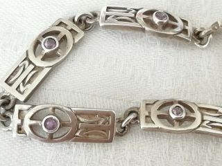 Vintage Jewellery 925 Silver And Purple Celtic Style Bracelet