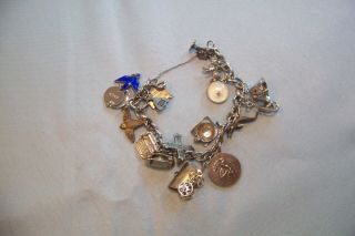 Vintage Bracelet With Sterling Silver Charms,  More