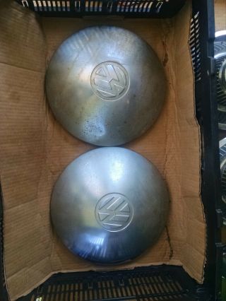 Vintage Set Of 2 10 " Vw Volkswagen Hubcaps.  Friend Found In Attic And Gave To Me