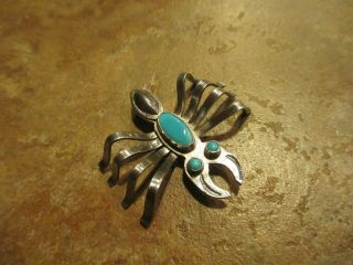 EXTRA Fine Vintage Navajo Sterling Silver Turquoise LOBSTER BUG PIN $149 TAG 3