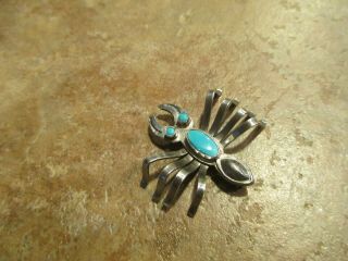 EXTRA Fine Vintage Navajo Sterling Silver Turquoise LOBSTER BUG PIN $149 TAG 4