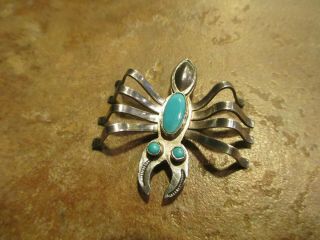 EXTRA Fine Vintage Navajo Sterling Silver Turquoise LOBSTER BUG PIN $149 TAG 5