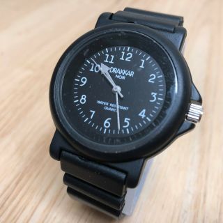 Vintage Drakkar Noi Mens Swiss Parts Black Analog Quartz Watch Hours Battery