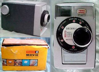 Vintage Kodak Brownie 8mm Movie Camera F/2.  7 No 142 W/ Papers & Reels