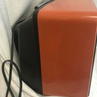 Vintage Retro Panasonic Solid State Orange Portable TV Television Model TR - 822 4