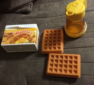 Vintage Fisher Price Fun With Play Food Waffle,  Box Container And Syrup