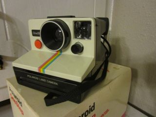 Vintage Polaroid Sx - 70 Onestep White Rainbow Land Camera Box & Booklet