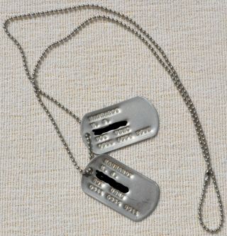 Vintage USMC Marine Corps Metal Dog Tags & Chain MOS 0311 6334 8511 Old 2