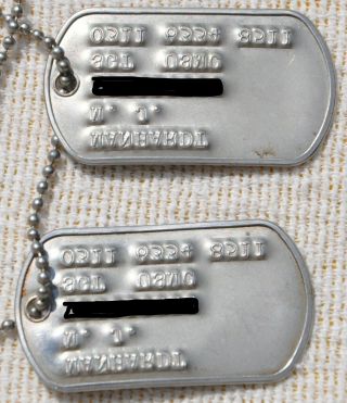 Vintage USMC Marine Corps Metal Dog Tags & Chain MOS 0311 6334 8511 Old 3