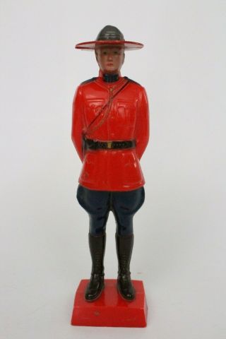 Vintage Canadian Mountie Royal Mounted Police Canada Plastic Toy Figurine Red