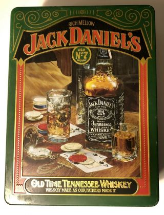 Vintage Jack Daniels Whiskey Distillery Red Dog Saloon Poker Gift Box Metal Tin