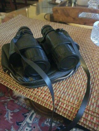 Vintage Powerhouse Binoculars 1x With Covers And Case,  Made In Italy