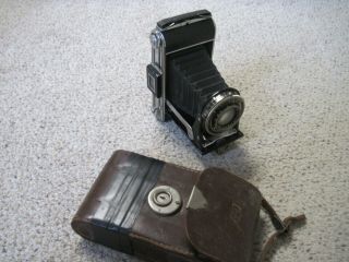 Vintage Kodak Junior 620 Deco Style Folding Camera W/case