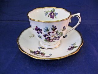 Vintage Royal Albert " Violets For Love " Tea Cup And Saucer - England