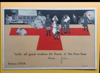 Vintage Greeting Card Ww1 1918 The Red Cross