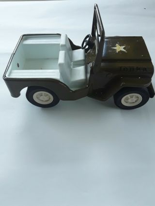 Vintage Tonka Army Jeep Military Pressed Steel W/ Fold Down Windshield