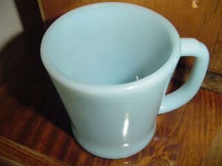 Vintage Fire King D Handle Coffee Cup Mug Turquoise/blue