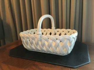 White Lettuce Woven Basket - Made In Italy - 12 " X 7 " X 7 - 3/4 " H